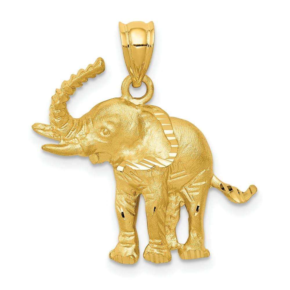 IceCarats 14kt Yellow Gold Elephant Pendant Charm Necklace Animal