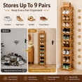 thumbnail image 4 of 9 Tier Bamboo Shoe Rack, Tall Vertical Shoe Storage Organizer for Entryway, Closet and Apartment, Holds Up to 9 Pairs, 4 of 8