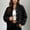 Black, variant on Sherpa Bomber Jacket for Women Fuzzy Zip Up Coat Ribbed Cuff Collar Long Sleeve Teddy Bear Outwear Navy