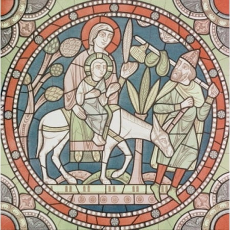 Century Stained Glass - The Flight Into Egypt 12th Century Artist Unknown Stained Glass Chartres Cathedral France Poster Print