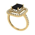 thumbnail image 2 of 2.62 ctw with Simulated Diamond Halo Accents Anniversary Ring for Women | Emerald Cut Natural Onyx | Hyperallergenic Solid 14K Yellow Gold, 2 of 5