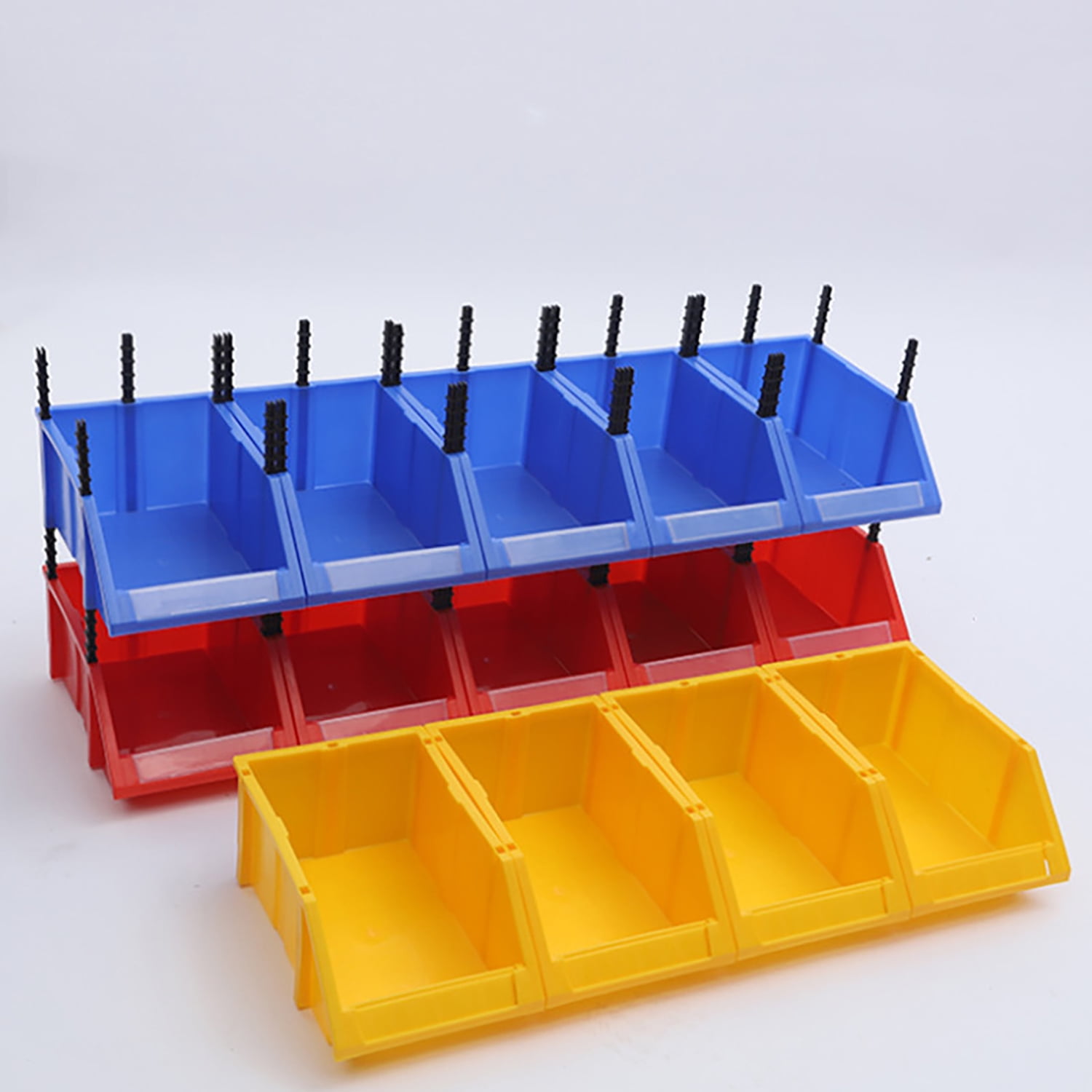 Yellow 2 Pcs Garage Storage Tool Bin Plastic Hanging Stacking Stackable Organizer Storage Rack for Hardware Tools Organization Workshop Parts 13.5 x 7.8 x 5.5 Inch