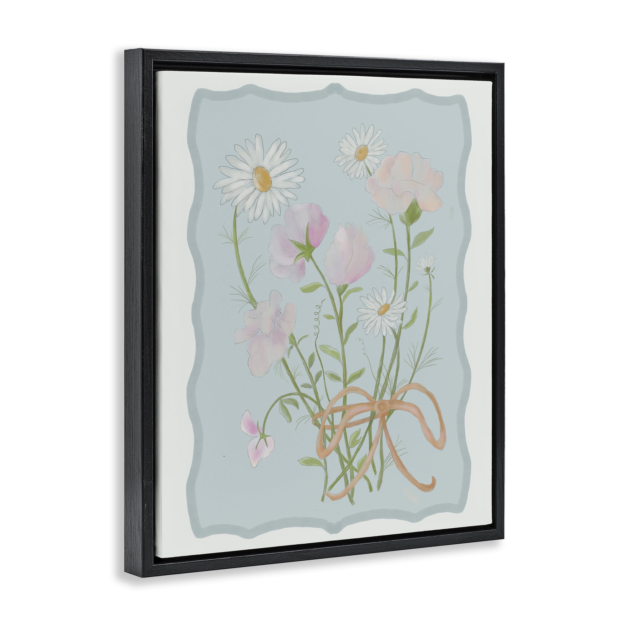 Spring Cottage Clippings Black Framed Floater Canvas Wall Art, design by Leslie Hermosa