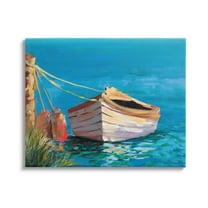 Stupell Industries Docked Boat in Lake Transportation Painting Gallery Wrapped Canvas Print Wall Art, 20 x 16