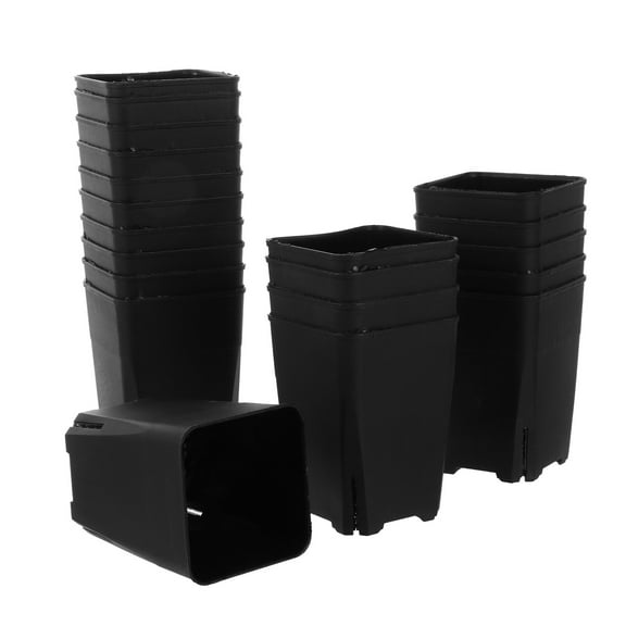 OUNONA  20 Pcs Square Flower Pot Flowers Giant for Decoration Plants Mini Earthy Black