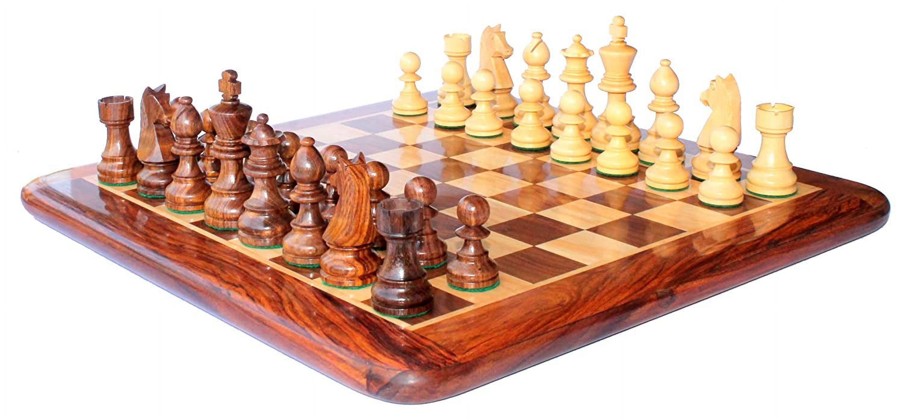 StonKraft - 15" x 15" Collectible Rosewood Wooden Chess Game Board Set + Wooden Crafted Pieces