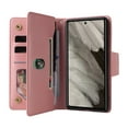 thumbnail image 3 of Allytech Google Pixel 7a Wallet Case with Zipper Pocket, Luxury PU Leather Flip Cover with Card Slots & Wrist Strap, Shockproof Kickstand Magnetic Buckle Protective Case for Women Men, Rosegold, 3 of 15