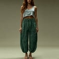 thumbnail image 6 of Lumtrix Womens Linen Barrel Harem Pants Casual Wide Leg Baggy Balloon Drawstring Boho Summer Beach Vacation Palazzo Travel Pants Green XL, 6 of 6