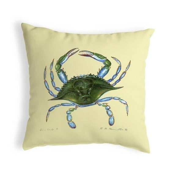 Betsy Drake KS004 12 x 12 in. Blue Crab - Female Small No-Cord Pillow