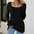 thumbnail image 4 of Olyvenn Fashion Ladies Sweater Slim Fit Womens Winter Hip Wrap Trendy Square Neck Long Sleeve Tops for Women Solid Color Regular Blouse Female Leisure Black XXL, 4 of 5