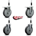 thumbnail image 2 of 6 Inch Thermo Rubber Swivel 7/8 Inch Expanding Stem Caster Set 2 Brakes, 2 of 2