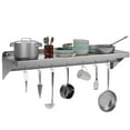 thumbnail image 1 of Stainless Steel Pot Rack with Shelf & 7pcs Hooks 12 x 60 Inches Max Load Capacity 240 lb, NSF Certified Commercial Wall Mount Floating Shelving for Restaurant, Kitchen, Home and Hotel, 1 of 5