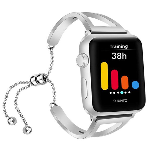 Kabuer Stainless Steel Bands Compatible with Apple Watch Jewelry Bangle Cuff Adjustable Stainless Steel Replacement Band for iWatch 38mm Silver