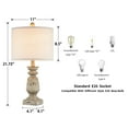 thumbnail image 2 of Kyrid 22" Resin Table Lamp Set of 2 Rustic Bedside Nightstand Lamps with Linen Shade, 2 of 6