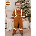 thumbnail image 3 of BemeyourBBs Newborn Baby Girls Boys Christmas Outfit Gingerbread Jumpsuit Long Sleeve Crewneck Gingerbread Man Romper with Hat, 3 of 8