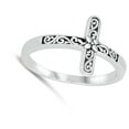 thumbnail image 4 of Ornate Sideways Floral Cross Ring .925 Sterling Silver Band Jewelry Female Male Unisex Size 9, 4 of 4