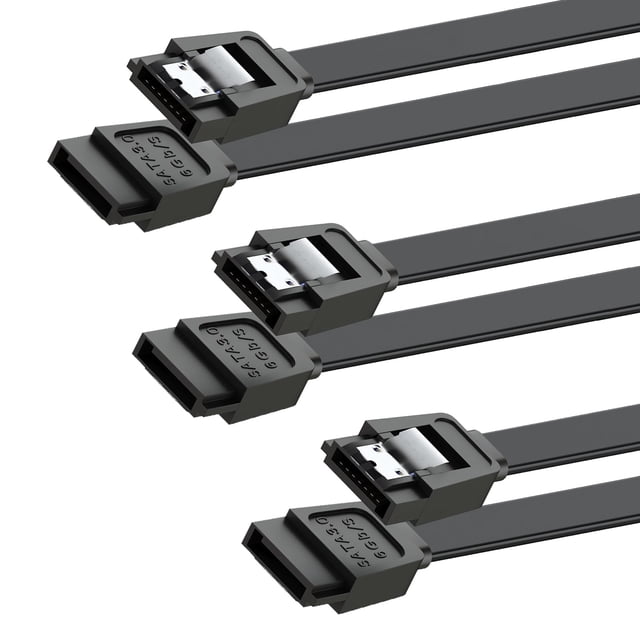 Cable SATA Mbiydeg para datos de disco duro SSD, 6 Gbps, 38 cm, paquete de 3 unidades, negro