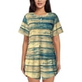 thumbnail image 1 of Balery Retro Wooden Conjunto de Pijama para Mujer con Estampado, Dos Piezas de Manga Corta y Shorts, Ropa de Dormir Suave con Cuello Redondo y Bolsillos-3X-Large, 1 of 6