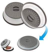 BTideas Microwave Splatter Cover for Food,2 pack 10.6'' Collapsible & Vented Microwave Lid(Grey)