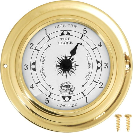 ABPETE 3.85In Tide Clocks for East Coast,Brass Tide Clock for High and Low Tides,Weather Station Ocean Decor Atlantic Accessories for Fishing and Beach Activities