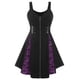 thumbnail image 1 of Mini vestido con cremallera y camisola sin mangas con retazos de malla de encaje de Halloween para mujer de talla grande Fridja  hj2651, 1 of 4