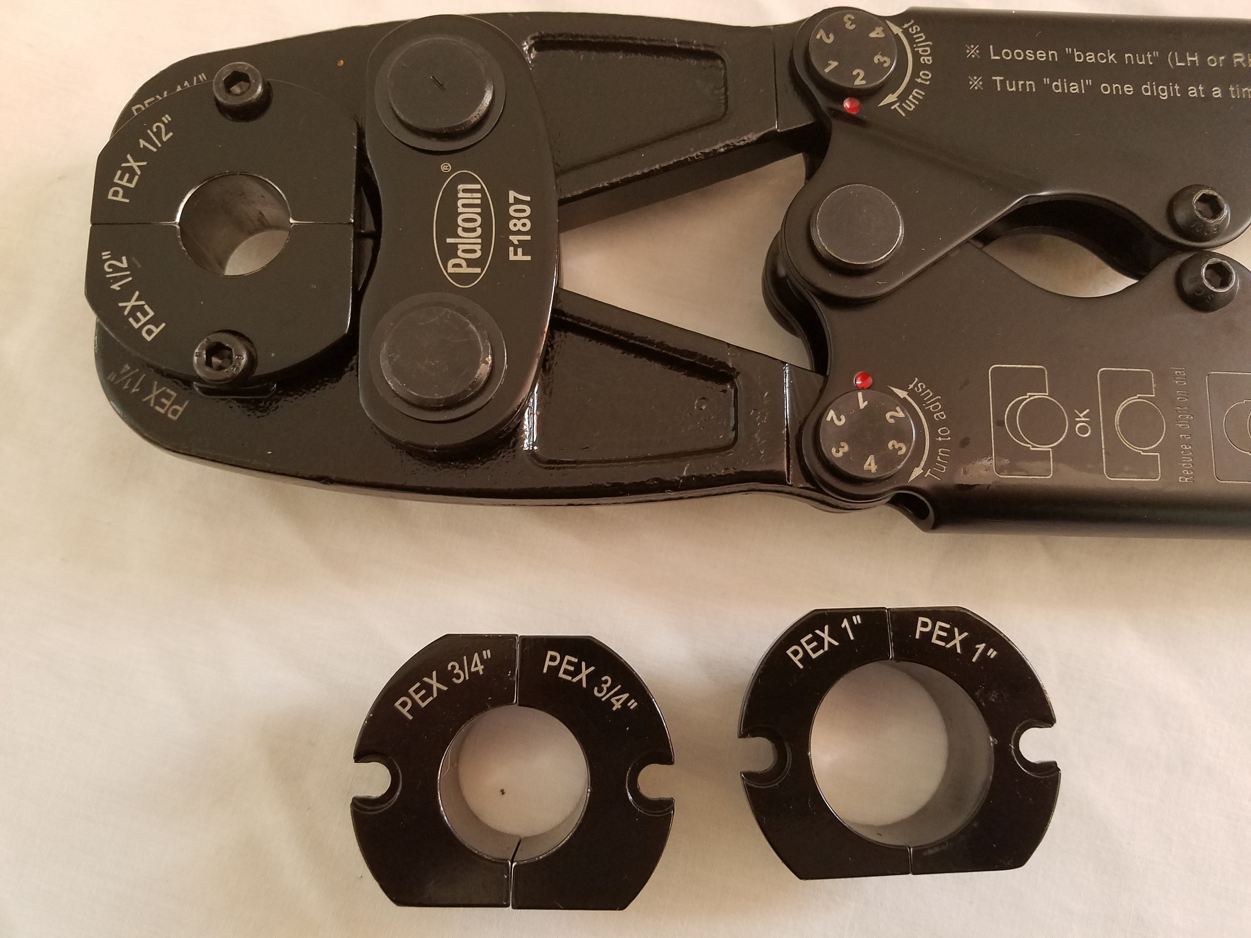1/2", 3/4", 1", and 1 1/4" Pex crimp Multi-Tool