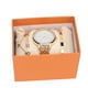 thumbnail image 3 of Juego de pulsera de reloj de cuarzo ANGGREK 3 piezas resistente al agua hipoalergénico con diamantes de imitación dorado, 3 of 8