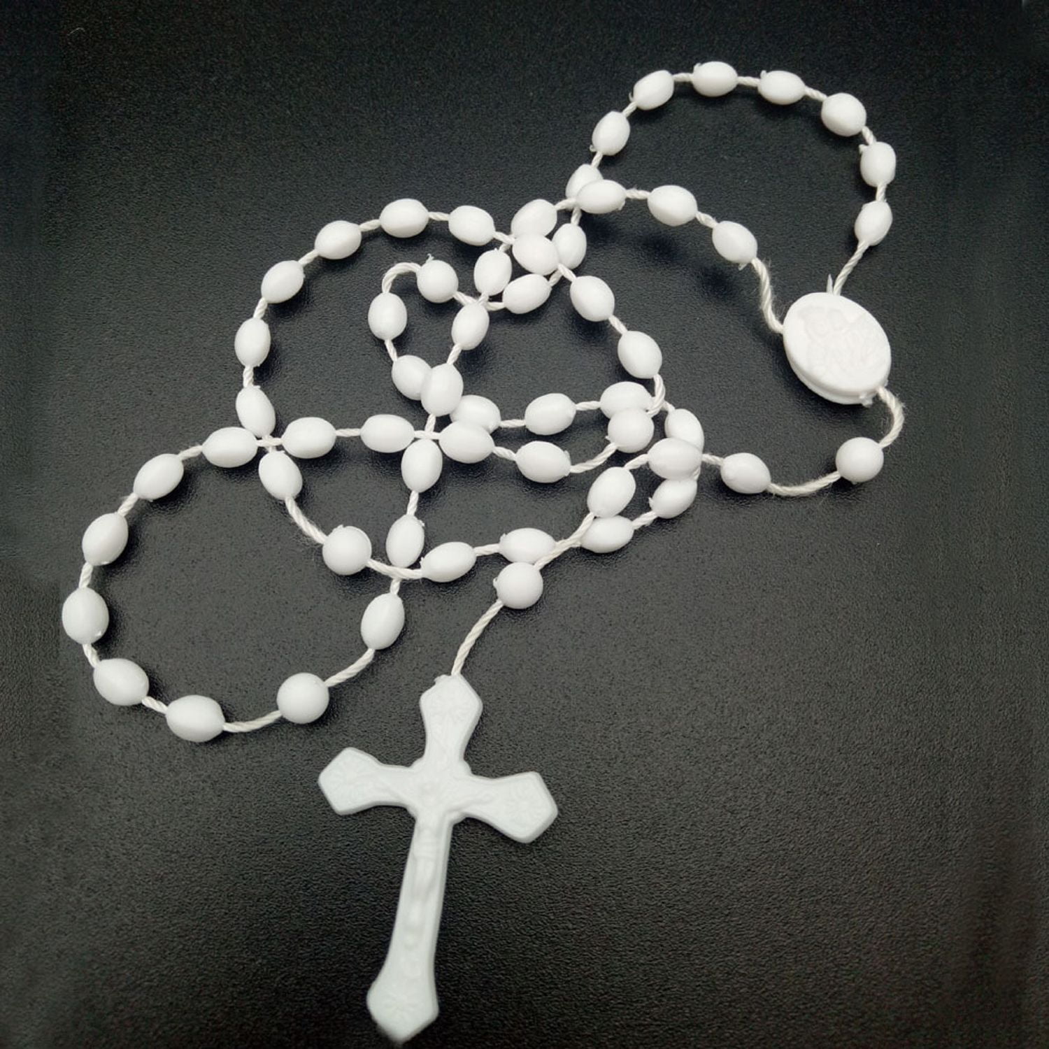 Crucifix - White plastic, 10 pcs - MXW [MXWx10] - $0.66 USD : Ave Marias  Circle, Rosary Making Supplies