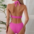 thumbnail image 4 of Plus Size Bathing Suit for Women Solid Color Fashion Crossing Suspenders Backless Bikinis Sets Racerback Tops with Bikinis Bottom, 4 of 7