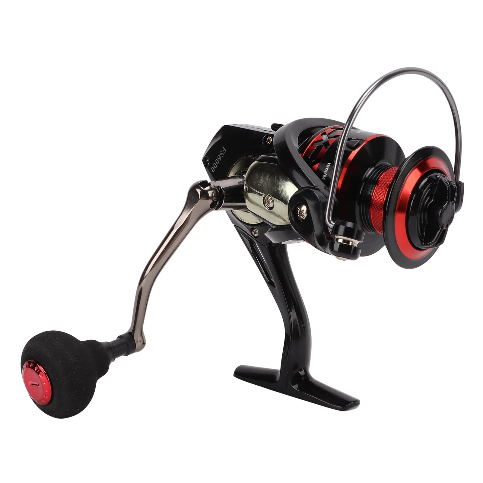 NFTIGB Metal Spinning Fishing Reel CNC Machined with Comfortable EVA Grip, Long Throw Wheel for Saltwater and Freshwater Bass Fishing, Size 6000, 8.47 oz / 240g