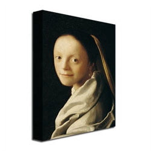 Trademark Fine Art "Portrait Of A Young Woman" Canvas Wall Art by Jan Vermeer