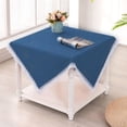 thumbnail image 2 of Cotton Linen Square Table Cloth:Farmhouse Table Cover Stitching Tassel,Washable Square Round Table Protector,Tabletop Decorations for Dinning Room Party Kitchen (Tassel - Navy Blue, 36"×36"), 2 of 10