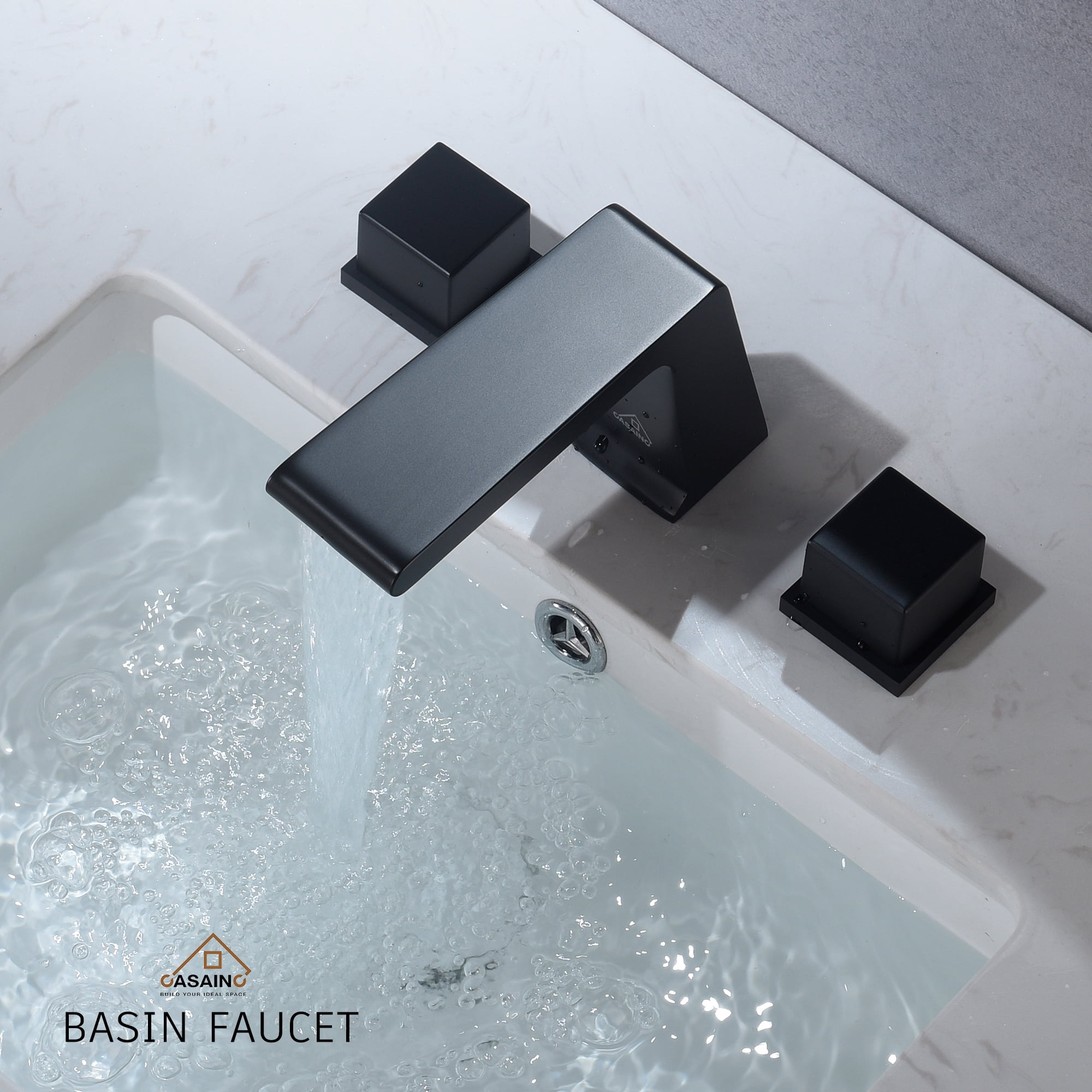 Casainc 3-Hole Deck Mounted Bathtub Sink Faucet Dual-Function Bathroom Faucet Matte Black