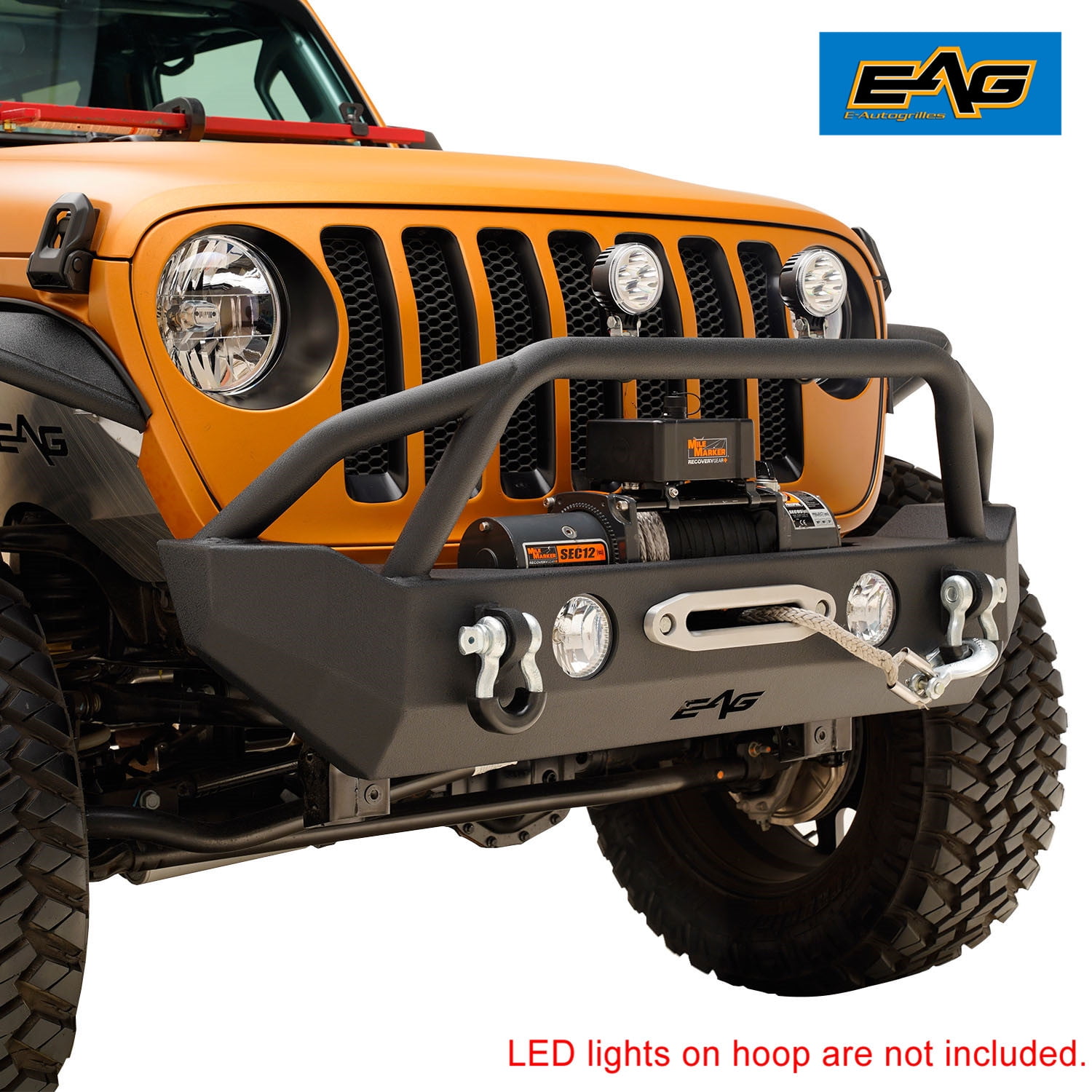 EAG Front Bumper with Winch Plate and Fog Light Housing Fit for 1820 JL Wrangler