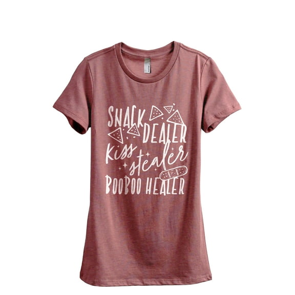 Snack Dealer Kiss Stealer Booboo Healer Women's Fashion Relaxed T-Shirt Tee Heather Rouge Medium