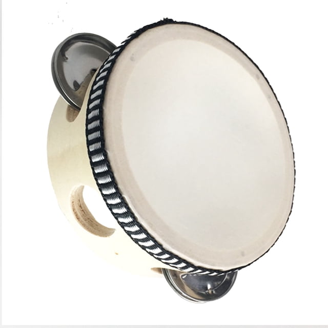 Pandereta de mano de Madera Bling Bling Tambor de Percusión Portátil 8 Pulgadas
