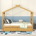 thumbnail image 2 of Aukfa Twin Size House Bed with Two Storage Drawers for Kids, Solid Wood Montessori Bed Frame, Natural, 2 of 8