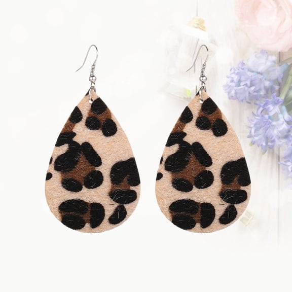 OUNONA Retro Leopard Print Drop Earrings for Women, Stylish Dangle Artificial Jewelry, Elegant Fashion Accessories