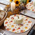 thumbnail image 6 of Fall Round Placemats Set of 4 Autumn Maple Leaves Place Mats Thanksgiving Woven Placemat Orange Fallen Leaf Linen Circle Braided Table Mat for Kitchen Dining Table Autumn Party Home Decor 15 Inch, 6 of 9