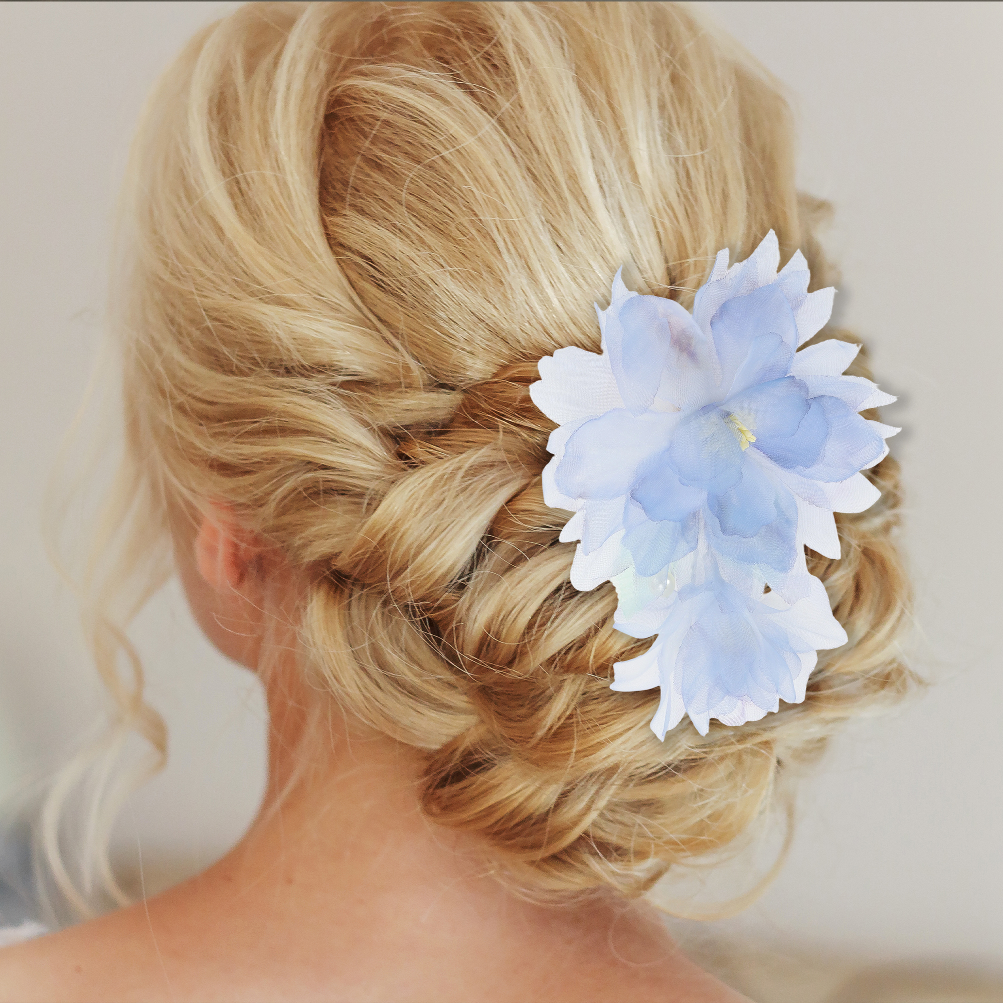 Unique Bargains Flowers Pattern Hair Clip Measuring 5.71" x 4.13" Light Blue