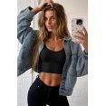 thumbnail image 3 of Ekouaer Long Sleeve Crop Tops for Women Scroop Neck Lightweight Basic Base Layer Thermal Undershirts Shirts Haze Blue, 3 of 6