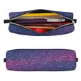 thumbnail image 2 of Pofeuu Violet Glitter Print Leather Pencil Case, Leather Pencil Pouch Large Capacity, Big Pencil Pouch with Zipper Vintage Pen Bag Fountain Pen Holder, 2 of 7