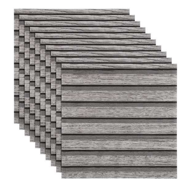 Uxcell 10 piezas de azulejos autoadhesivos para salpicaduras 11.8"x11.8" PVC pared textura de madera gruesa autoadhesiva impermeable para cocina, baño y dormitorio, gris