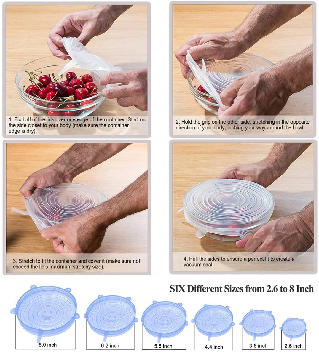 BodyMoves 3 pack gallon size Reusable Silicone Food Storage Bags plus  Stretch Lids