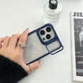 thumbnail image 3 of for iPhone 15 Plus Clear Phone Case, Phone Case with Built-in Acrylic Camera Stash Stand Shockproof & Scratch-Resistant Back Cover Kickstand for iPhone 15 Plus, Blue, 3 of 7