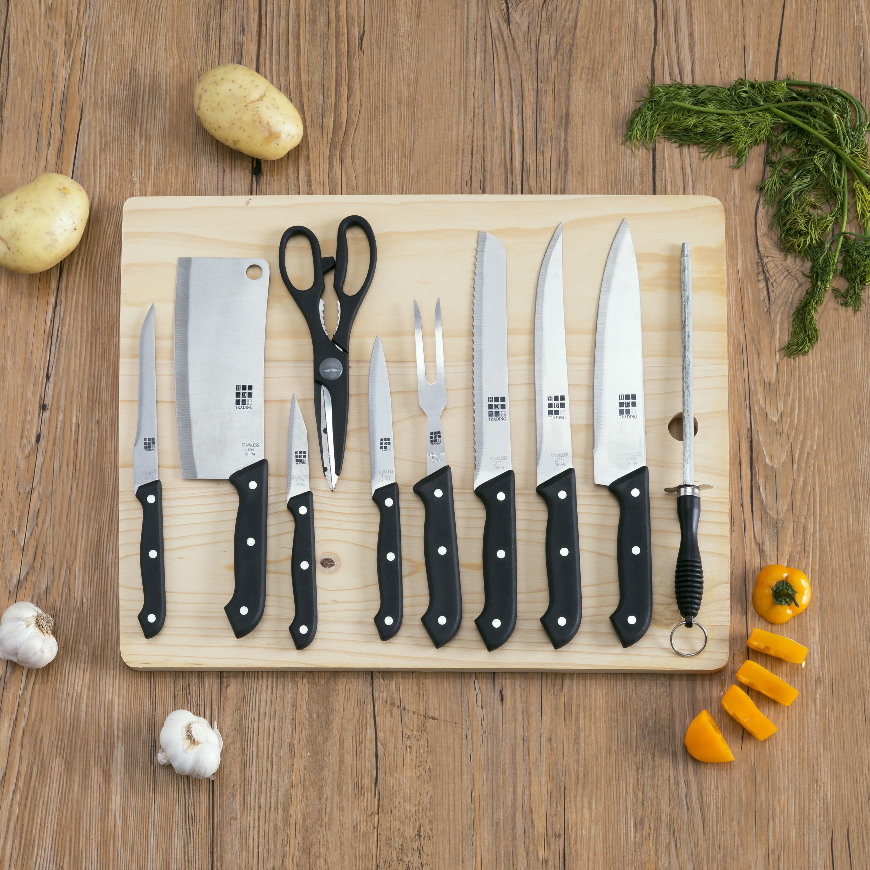 Home Basics 10 Piece Knife Set with Cutting Board
