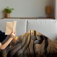 thumbnail image 3 of Ocean Soft Flannel Fleece Throw Blanket, Black Sea at Dusk Sunrise Tranquil Scene Coastline with Wooden Pier Picture, Cozy Plush for Indoor and Outdoor Use, 60" x 80", Brown Yellow Grey, by Ambesonne, 3 of 5