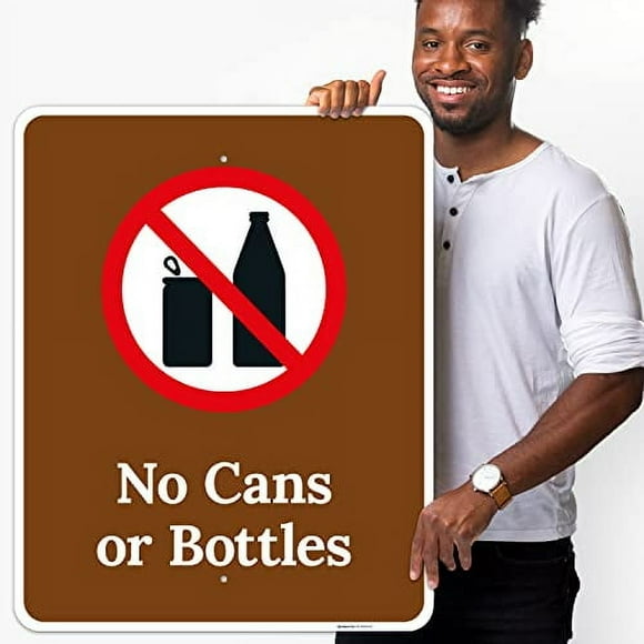 Sigo Signs - No Cans Or Bottles Sign, 12x18 Inches, Rust Free .063 Aluminum, Fade Resistant, Made in USA