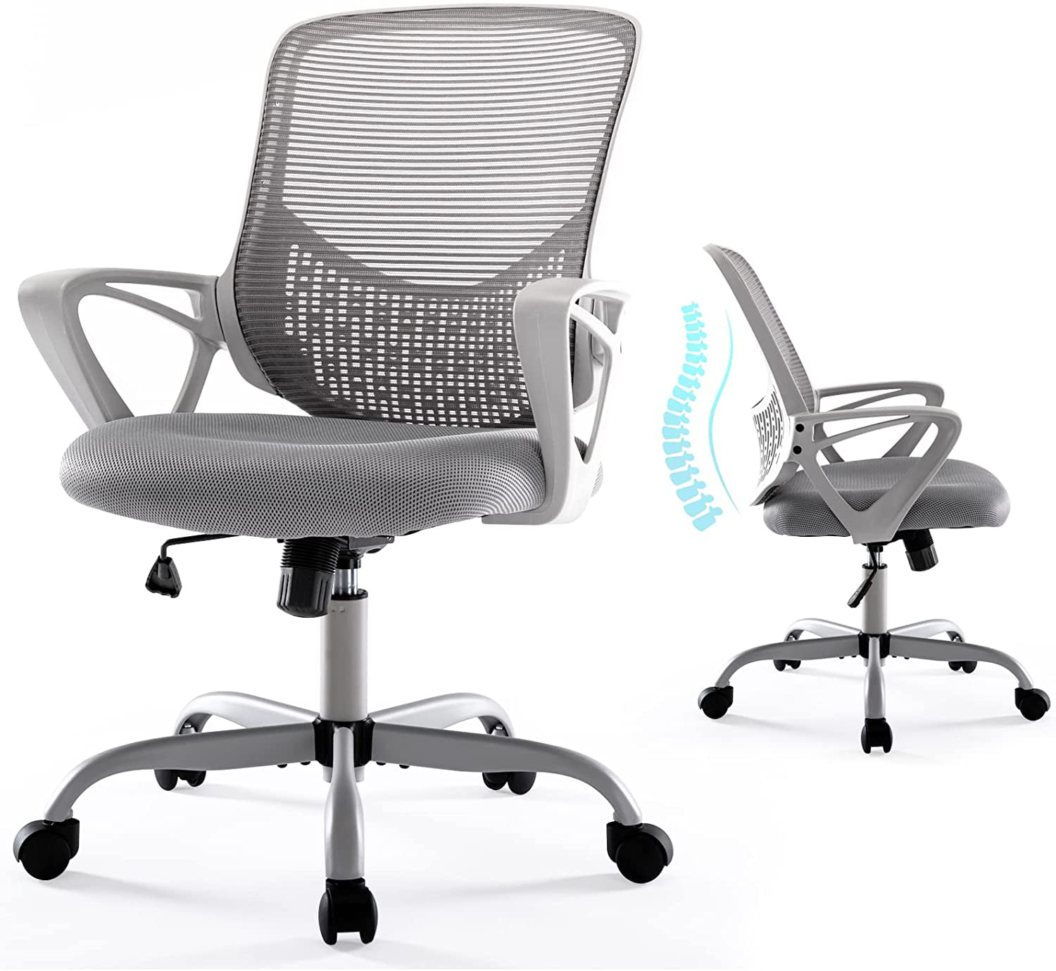 Ergonomic Mesh Office Chair Adjustable Desk Chair Swivel Computer Chairs UK 