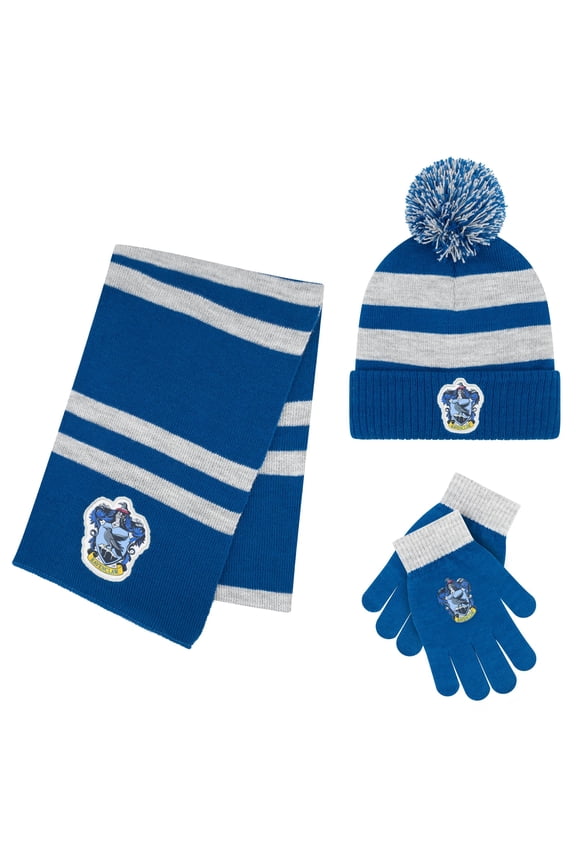 Winter Hat and Gloves with Set, Gryffindor, Slytherin, Hufflepuff, Ravenclaw, Winter Set 5-13 Year Olds
